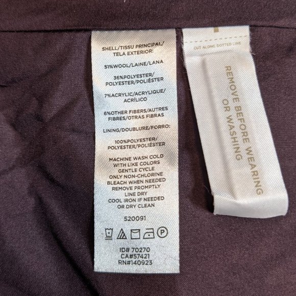 Ann Taylor Felt Purple Gold Button Trench Coat - Picture 9 of 10